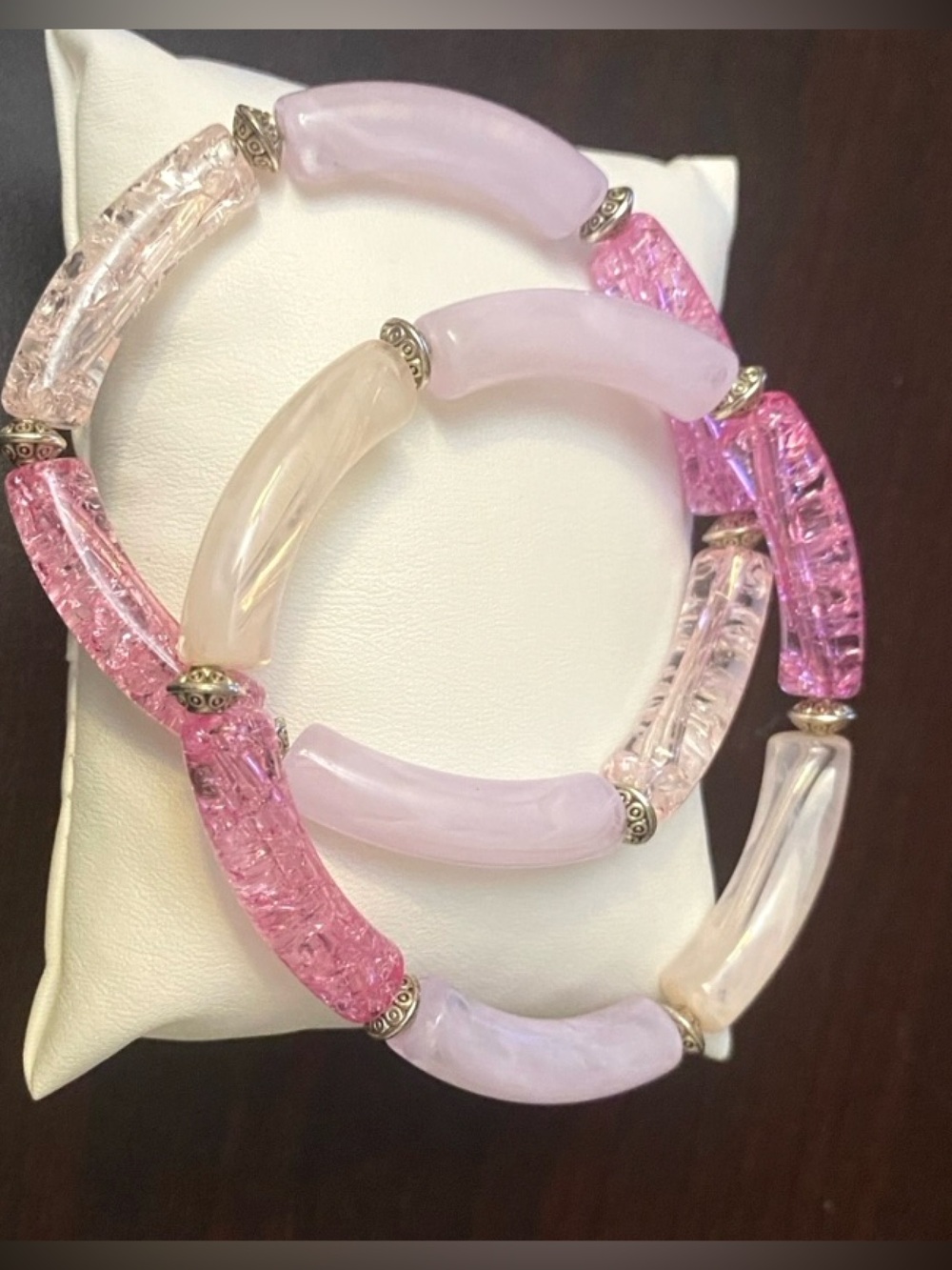 Pink Gradient Bangle Crystal Bracelets set of 2